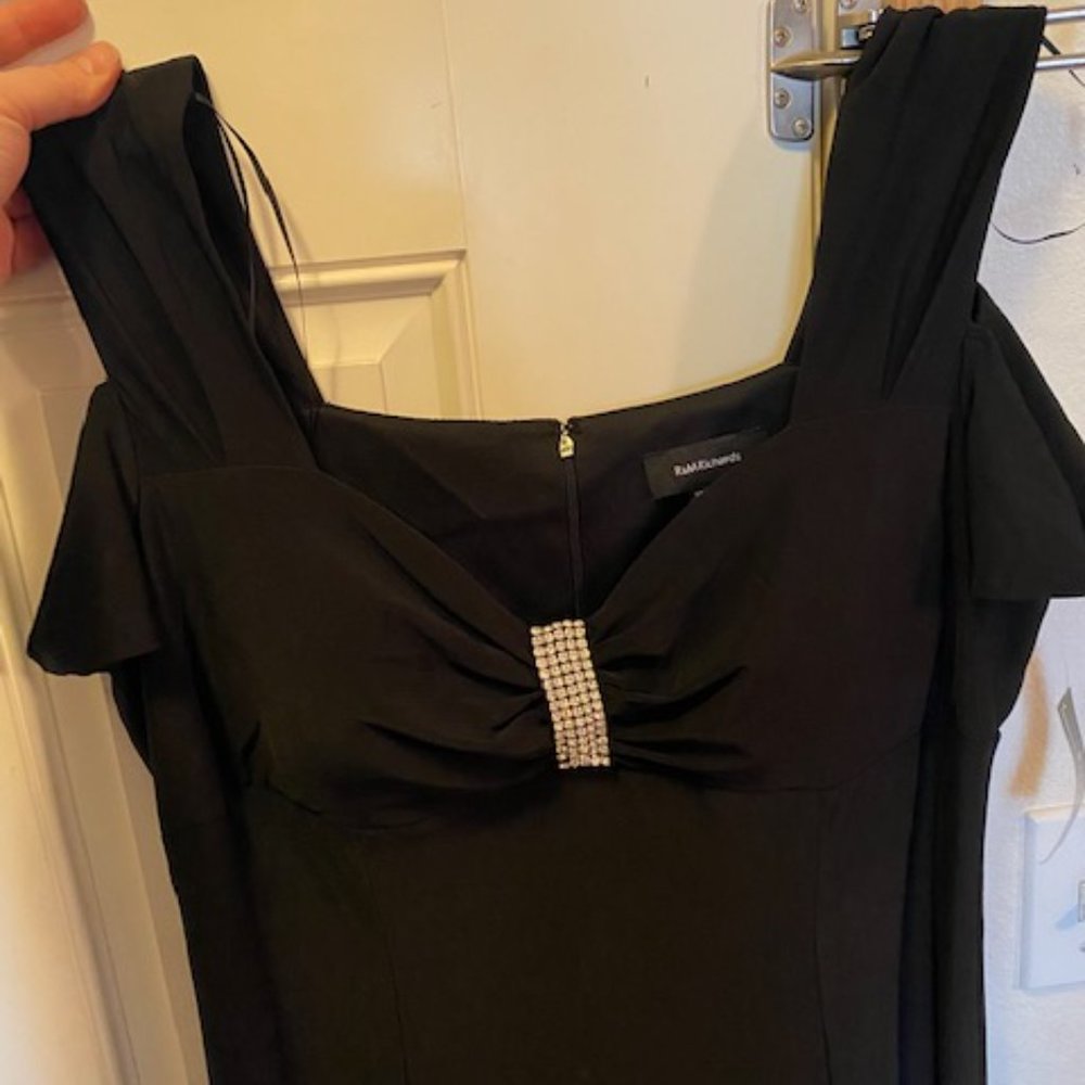 R&M Richards Evening Gown With Thigh Slit and Diamante Detail Sz 18 NWT